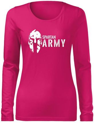 DRAGOWA koszulka damska z długim rękawem spartan army, różowa 160g/m2 - Rozmiar:XL