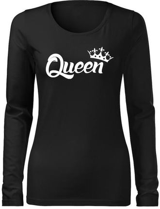 DRAGOWA koszulka damska z długim rękawem queen, czarna 160g/m2 - Rozmiar:S
