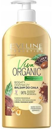 Eveline Cosmetics Viva Organic Cacao Oil And Argan Oil Bogaty Odżywczy Balsam Do Ciała Z Masłem Kakaowym I Olejem Arganowym 350 ml
