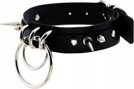 Naszyjnik czarny obroża gotycka koła kolce Punk