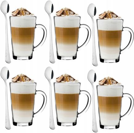 Tadar Szklanki Do Kawy Latte Macchiato +Łyżeczki Zestaw