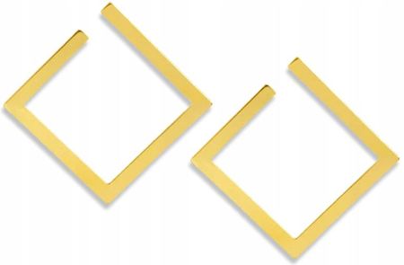 Złote kolczyki nowoczesne romby kwadraciki