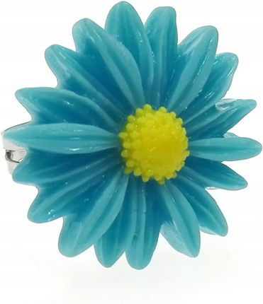 Pierścionek stokrotka kwiatek niebieski