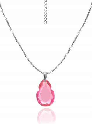 Naszyjnik srebrny z kryształem w kolorze różowym
