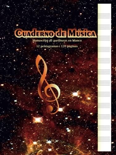 Cuaderno de Música Manuscrito de partituras en blanco 12 Pentagramas 120 Páginas Tamaño