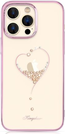 Kingxbar Wish Series etui iPhone 14 Pro ozdobione kryształami różowe