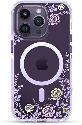 Kingxbar Flora Series magnetyczne etui iPhone 14 Plus MagSafe ozdobione nadrukiem w kwiaty peony