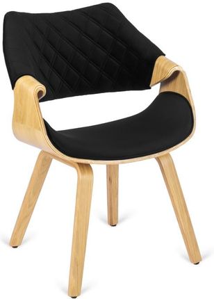 Krzesło Tapicerowane z Drewna Giętego do Salonu LUISE Czarne Welurowe