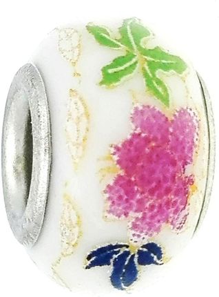 Zawieszka beads ceramiczny kwiaty jasny fiolet