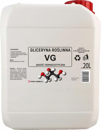 Pure Chemical Gliceryna Rośl Vg Farmeceutyczna 20L ~25Kg