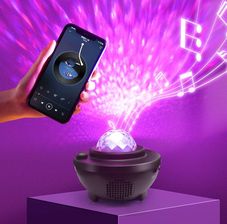 Zdjęcie Projektor Gwiazd Rzutnik Lampka Nocna Głośnik Bluetooth Czarna - Bełchatów