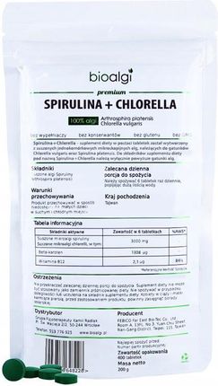 Bioalgi Spirulina Chlorella 500 Mg 400 Tabl