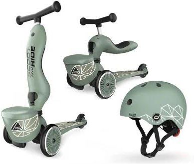 Scoot & Ride Highwaykick 1 Lifestyle 2w1 + Kask XXS-S Green Lines