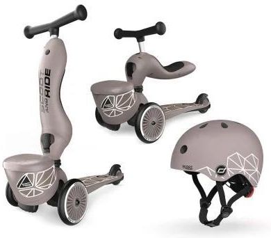 Scoot & Ride Highwaykick 1 Lifestyle 2w1 + Kask XXS-S Brown Lines