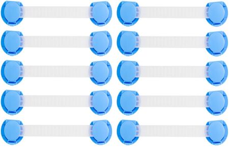 Zabezpieczenie blokada szafek szuflad mebli protektor długi ELEGANT niebieski zestaw 10 szt