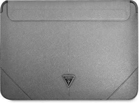 Guess Sleeve GUCS14PSATLG 13/14" srebrny /silver Saffiano Triangle Logo
