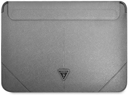 Guess Sleeve GUCS16PSATLG 16" srebrny /silver Saffiano Triangle Logo
