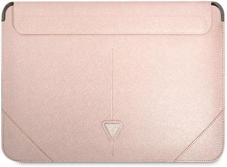 Guess Sleeve GUCS16PSATLP 16" różowy /pink Saffiano Triangle Logo