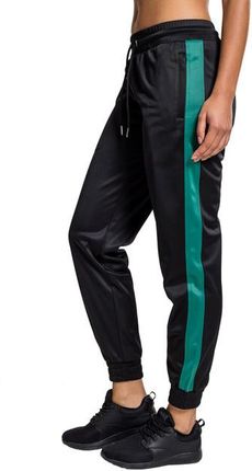 Urban Classics Cuff Track damskie spodnie dresowe, czarno-zielone - Rozmiar:XS
