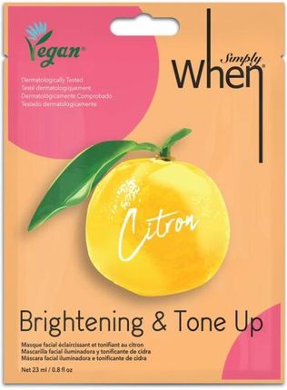 Simply When Vegan Citron Brightening & Tone Up Mask Maska Do Twarzy W Płachcie Kimchi 23 ml