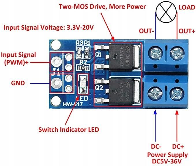Reball Sterownik Pwm 400W 15A 36V Mosfet Hw-517 Arduino Ele0000073 ...