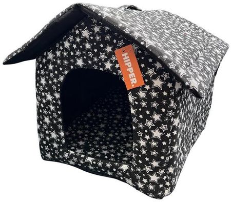 Domek budka dla psa/kota czarno-biały wzór gwiazdki 31x30x33 cm HIPPER