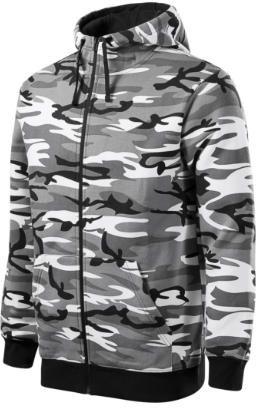 Malfini Camo zipper bluza z kapturem, 300 g/m², camouflage gray - Rozmiar:L