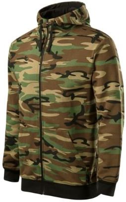 Malfini Camo zipper bluza z kapturem, 300 g/m², camouflage brown - Rozmiar:M