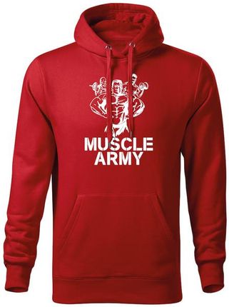 DRAGOWA męska bluza z kapturem muscle army team, czerwona, 320g/m2 - Rozmiar:3XL