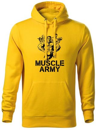 DRAGOWA męska bluza z kapturem muscle army team, źółty 320g/m2 - Rozmiar:L