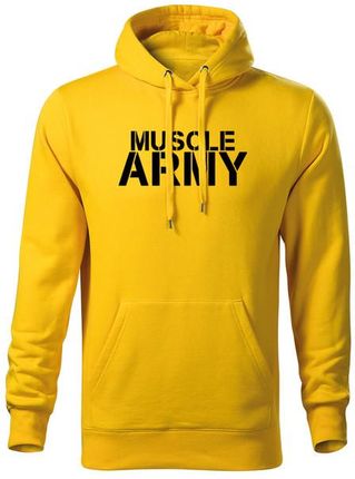 DRAGOWA męska bluza z kapturem muscle army, źółty 320g/m2 - Rozmiar:3XL