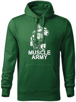 DRAGOWA męska bluza z kapturem muscle army man, zielony 320g/m2 - Rozmiar:L