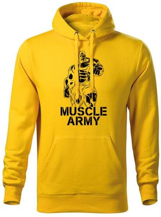 DRAGOWA męska bluza z kapturem muscle army man, źółty 320g/m2 - Rozmiar:3XL