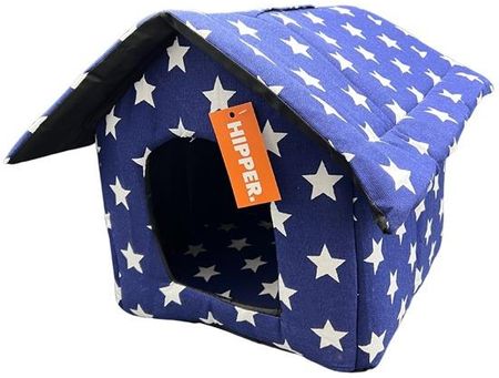 Domek budka dla psa/kota niebieski wzór gwiazdki 31x30x33 cm HIPPER