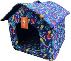 Zdjęcie Domek budka dla psa/kota niebieski wzór tropikalny 31x30x33 cm HIPPER - Bełchatów