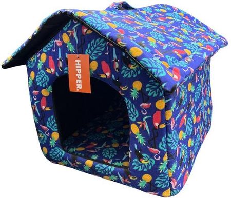 Domek budka dla psa/kota niebieski wzór tropikalny 31x30x33 cm HIPPER