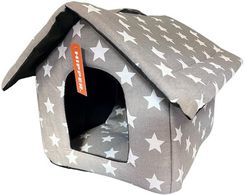 Zdjęcie Domek budka dla psa/kota szary wzór gwiazdki 31x30x33 cm HIPPER - Bełchatów