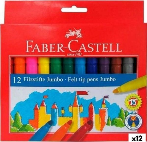 Faber-Castell 10 Feutres Jumbo Clip Colours – Encre Alimentaire, Couleurs Vives, Clip