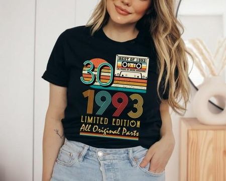 damska czarna koszulka na 30-stke vintage 1993