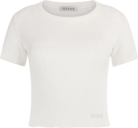 Damska Koszulka z krótkim rękawem Guess SS CN Smoked Top W3Gp34Kbqi0-G011 – Biały