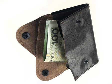 Banknotówka portfel brązowy etui na pieniądze retro uniseks skórzane G63