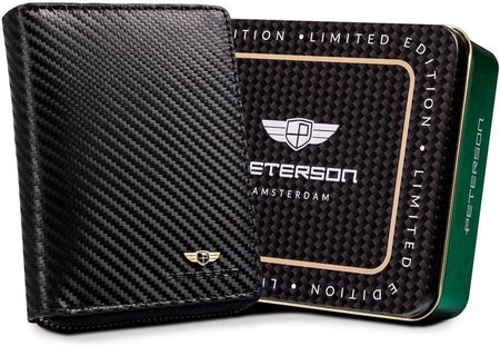 Skórzany portfel na zamek z powłoką carbon — Peterson
