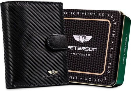 Skórzany portfel na karty carbon — Peterson