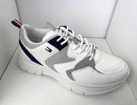 Sneakersy damskie Tommy Hilfiger T3A4-31034 White/Silver (35, Biały)