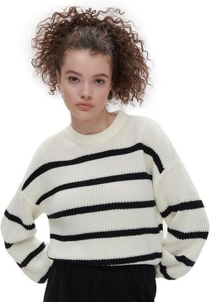 Cropp - Sweter w paski - Kremowy