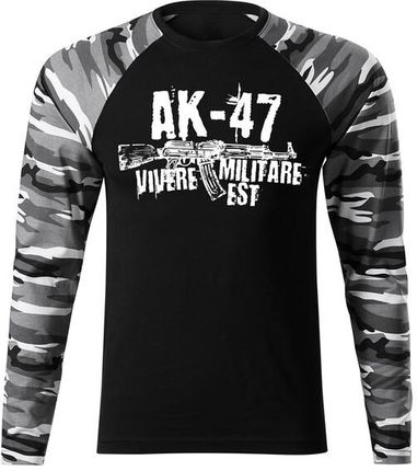 DRAGOWA Fit-T koszulka z długim rękawem Seneca AK-47, metro 160g/m2 - Rozmiar:3XL