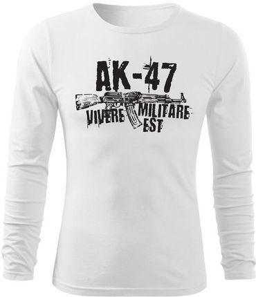 DRAGOWA Fit-T koszulka z długim rękawem Seneca AK-47, Biała 160g/m2 - Rozmiar:L