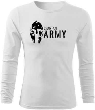 DRAGOWA Fit-T koszulka z długim rękawem spartan army, Biała 160g/m2 - Rozmiar:XL