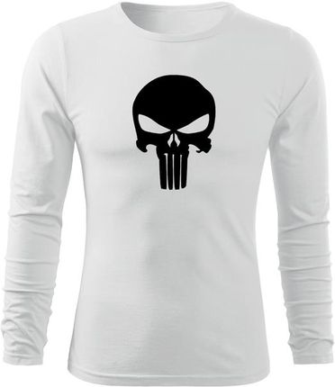 DRAGOWA Fit-T koszulka z długim rękawem punisher, Biała 160g/m2 - Rozmiar:XL