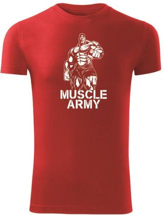 DRAGOWA fitness koszulka muscle army man, czerwona, 180g/m2 - Rozmiar:L